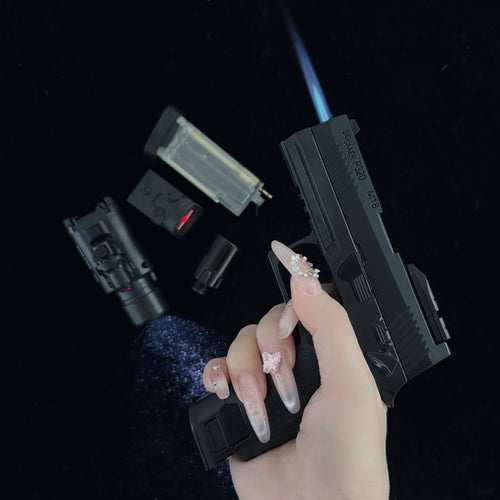 Refillable Butane Torch Lighter close-up showing jet flame ignition