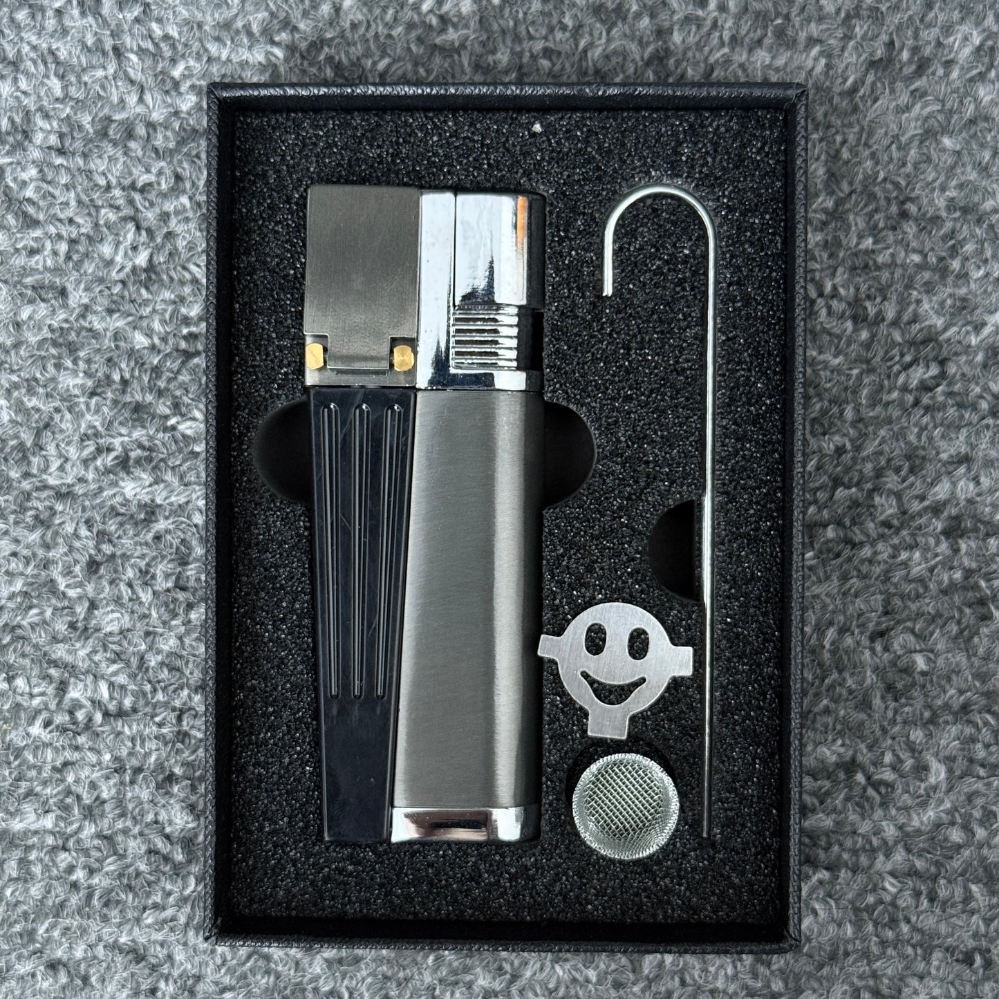 Multifunction Portable Pipe Lighter with fold-out pipe-style stem