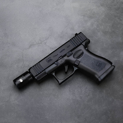 Glock 17 Pistol Lighter with laser sight and silencer side profile
